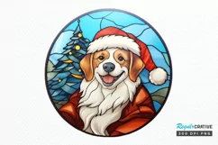Stained Glass With Christmas Dog And San PNG Clipart Product Image 1