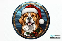 Stained Glass With Christmas Dog And San PNG Clipart Product Image 1
