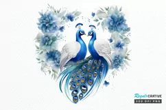 Couple Peacock Heart Sublimation PNG Clipart Product Image 1