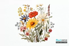 Vintage Wildflowers Watercolor PNG Clipart Product Image 1