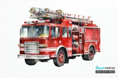 Fire Truck Watercolor Sublimation PNG Clipart Product Image 1