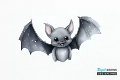 Cute Cartoon Bat Watercolor Sublimation PNG Clipart Product Image 1