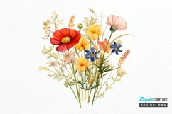 Vintage Wildflowers Watercolor PNG Clipart Product Image 1
