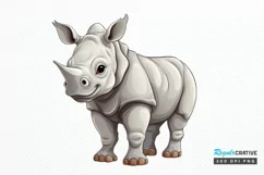 Cute Cartoon Rhino PNG Clipart Product Image 1