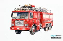 Fire Truck Watercolor Sublimation PNG Clipart Product Image 1