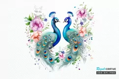 Couple Peacock Heart Sublimation PNG Clipart Product Image 1