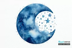 Moon And Stars Watercolor PNG Clipart Product Image 1