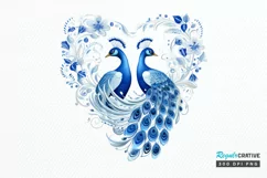 Couple Peacock Heart Sublimation PNG Clipart Product Image 1