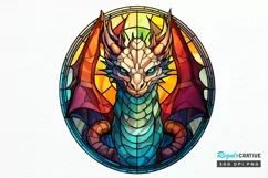 Stained Glass Dragon Sublimation PNG Clipart Product Image 1