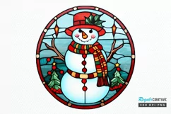 Stained Glass Christmas Snowman PNG Clipart Product Image 1