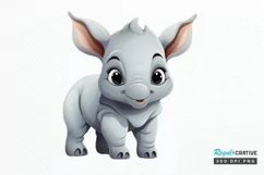 Cute Cartoon Rhino PNG Clipart Product Image 1