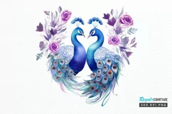 Couple Peacock Heart Sublimation PNG Clipart Product Image 1