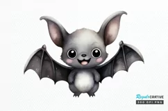 Cute Cartoon Bat Watercolor Sublimation PNG Clipart Product Image 1