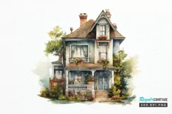 Vintage Houses Sublimation PNG Clipart Product Image 1