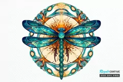 Dragonfly Floral Watercolor PNG Clipart Product Image 1