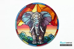 Stained Glass with Christmas Elephant PNG Clipart Product Image 1