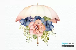 Flower Umbrella Watercolor Sublimation PNG Clipart Product Image 1