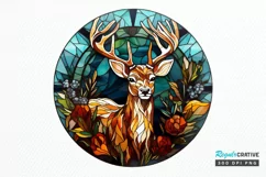 Stained Glass With Christmas Deer Flower PNG Clipart Product Image 1