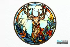 Stained Glass With Christmas Deer Flower PNG Clipart Product Image 1