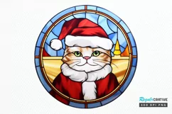 Stained Glass Christmas Cat PNG Clipart Product Image 1