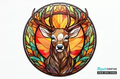 Stained Glass With Christmas Deer Flower PNG Clipart Product Image 1