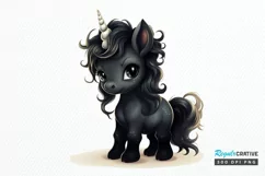 Baby Black Unicorn PNG Clipart Product Image 1