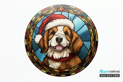 Stained Glass With Christmas Dog And San PNG Clipart Product Image 1