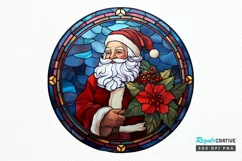 Stained Glass with Christmas Santa Flower PNG Clipart Product Image 1