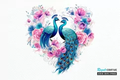 Couple Peacock Heart Sublimation PNG Clipart Product Image 1