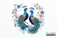 Couple Peacock Heart Sublimation PNG Clipart Product Image 1