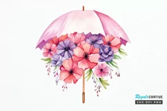 Flower Umbrella Watercolor Sublimation PNG Clipart Product Image 1