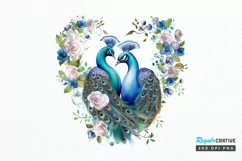 Couple Peacock Heart Sublimation PNG Clipart Product Image 1