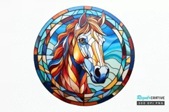 Stained Glass with Christmas Horse PNG Clipart Product Image 1