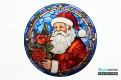 Stained Glass with Christmas Santa Flower PNG Clipart Product Image 1