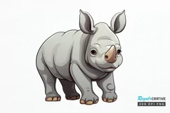 Cute Cartoon Rhino PNG Clipart Product Image 1
