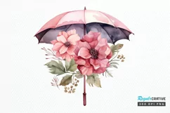 Flower Umbrella Watercolor Sublimation PNG Clipart Product Image 1