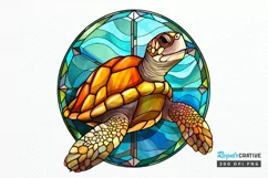 Turtle Stained Glass Sublimation PNG Clipart Product Image 1