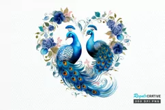 Couple Peacock Heart Sublimation PNG Clipart Product Image 1