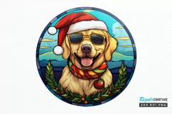 Stained Glass With Christmas Dog And San PNG Clipart Product Image 1