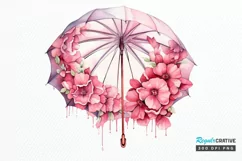 Flower Umbrella Watercolor Sublimation PNG Clipart Product Image 1