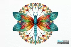 Dragonfly Floral Watercolor PNG Clipart Product Image 1