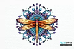 Dragonfly Floral Watercolor PNG Clipart Product Image 1