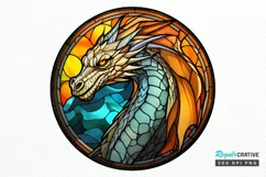 Stained Glass Dragon Sublimation PNG Clipart Product Image 1