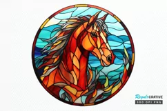 Stained Glass with Christmas Horse PNG Clipart Product Image 1