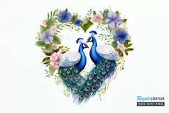 Couple Peacock Heart Sublimation PNG Clipart Product Image 1