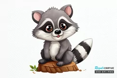 Cute Cartoon Raccoon Sublimation PNG Clipart Product Image 1