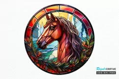 Stained Glass with Christmas Horse PNG Clipart Product Image 1