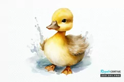 Cute Baby Duck Watercolor PNG Clipart Product Image 1