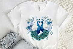 Couple Peacock Heart Sublimation PNG Clipart Product Image 2