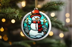 Stained Glass Christmas Snowman PNG Clipart Product Image 2